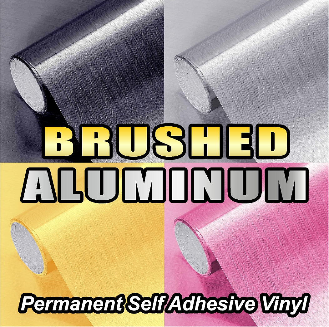 Brushed Aluminum Permanent Self Adhesive Vinyl - Vinyl Me Now