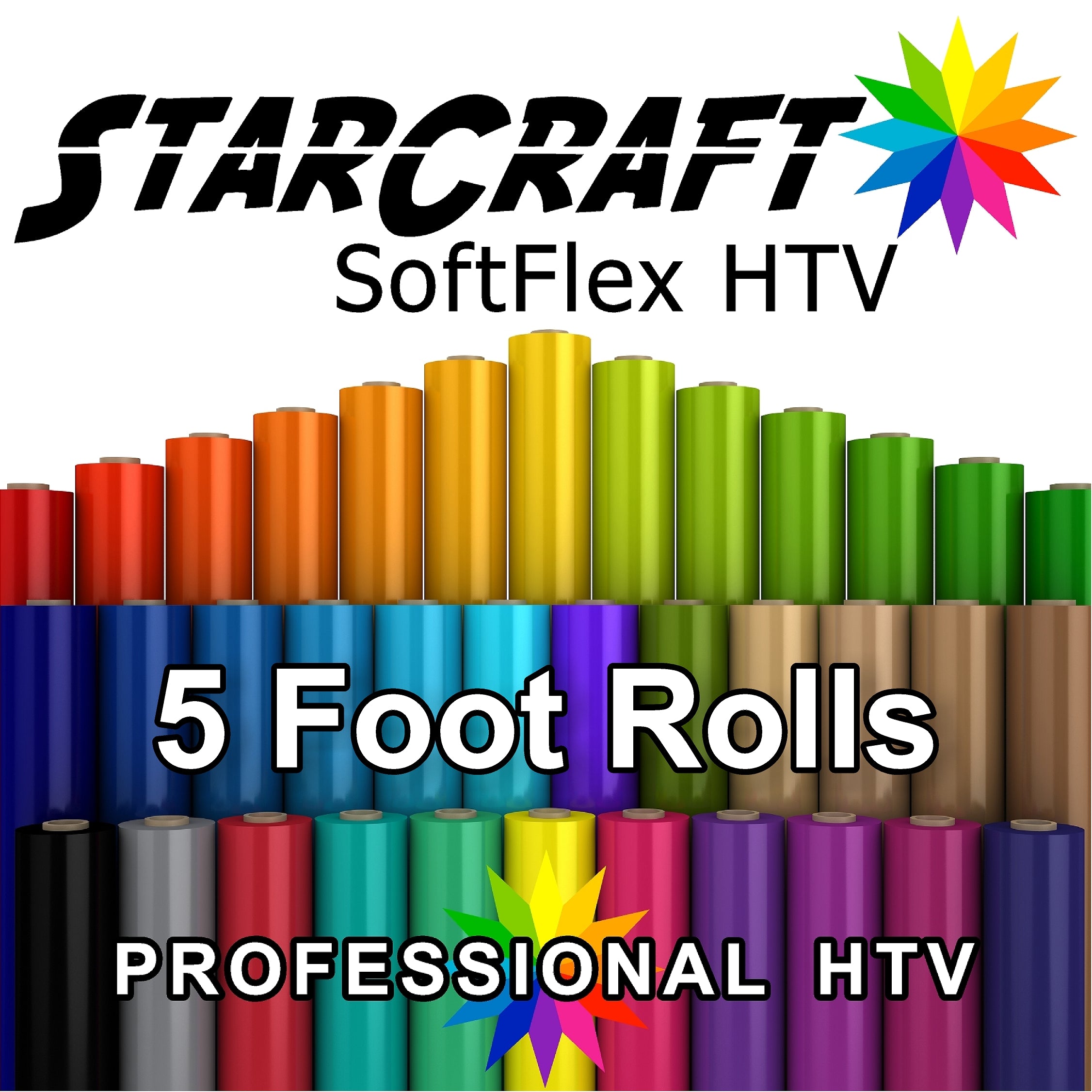 5 Rolls 10 x 5ft Pure Color Heat Transfer Vinyl HTV Vinyl – VinylFrog