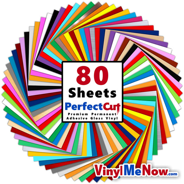 PerfectCut - Craft Vinyl - Permanent Adhesive Vinyl- 80 Sheet Bundle Vinyl Me Now
