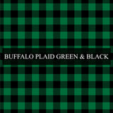 Christmas Patterns - Printed Patterned Adhesive Craft Vinyl Buffalo Plaid Green & Black