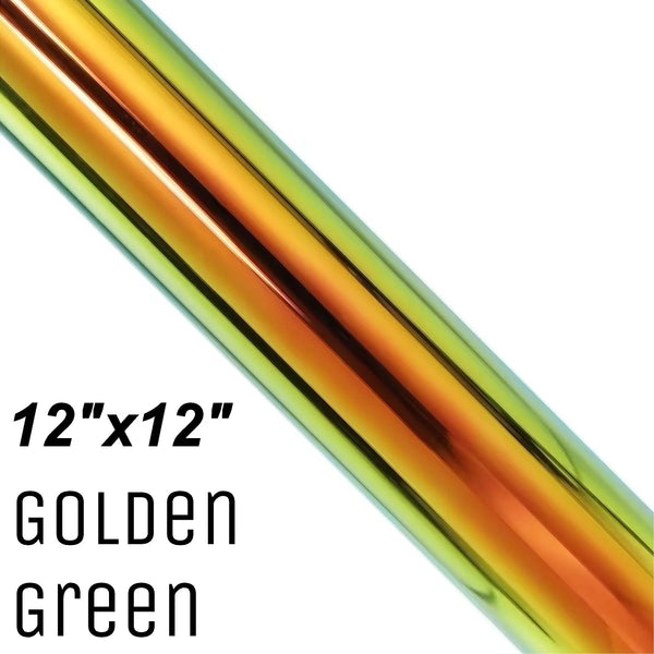 Chameleon Holographic Adhesive Craft Vinyl Golden Green 12x12 Sheet