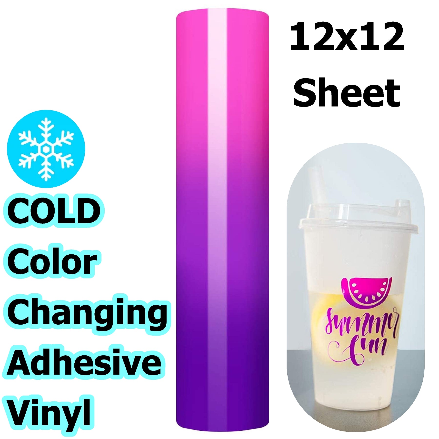  Color Changing Vinyl,Cold Sensitive Permanent Vinyl Permanent  Vinyl 12inches by 12 inches,5Sheets Color Adhesive Vinyl for DIY  Cups,Windows,Wall,Craft Vinyl for DIY Decor : Arts, Crafts & Sewing