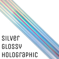 Glossy Holographic Permanent Self-Adhesive Vinyl Silver 12x12 Sheet