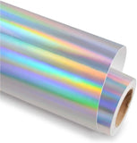 Glossy Holographic Permanent Self-Adhesive Vinyl Silver 3 Foot Roll