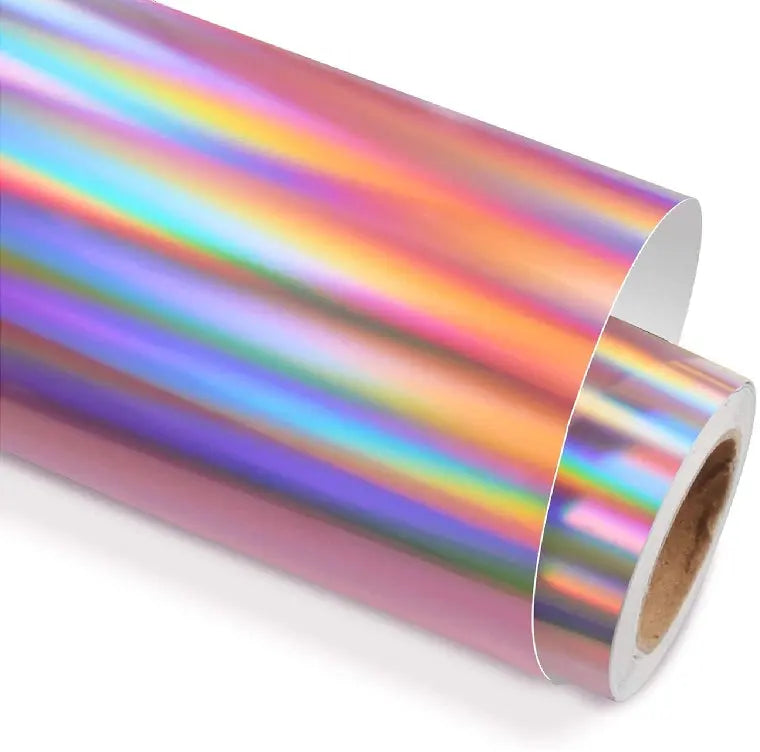 6mil Holographic Glossy Rainbow Silver Adhesive - NuSign Supply