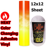 Color Changing Self-Adhesive Vinyl Heat - Red to Yellow 12x12 Sheet