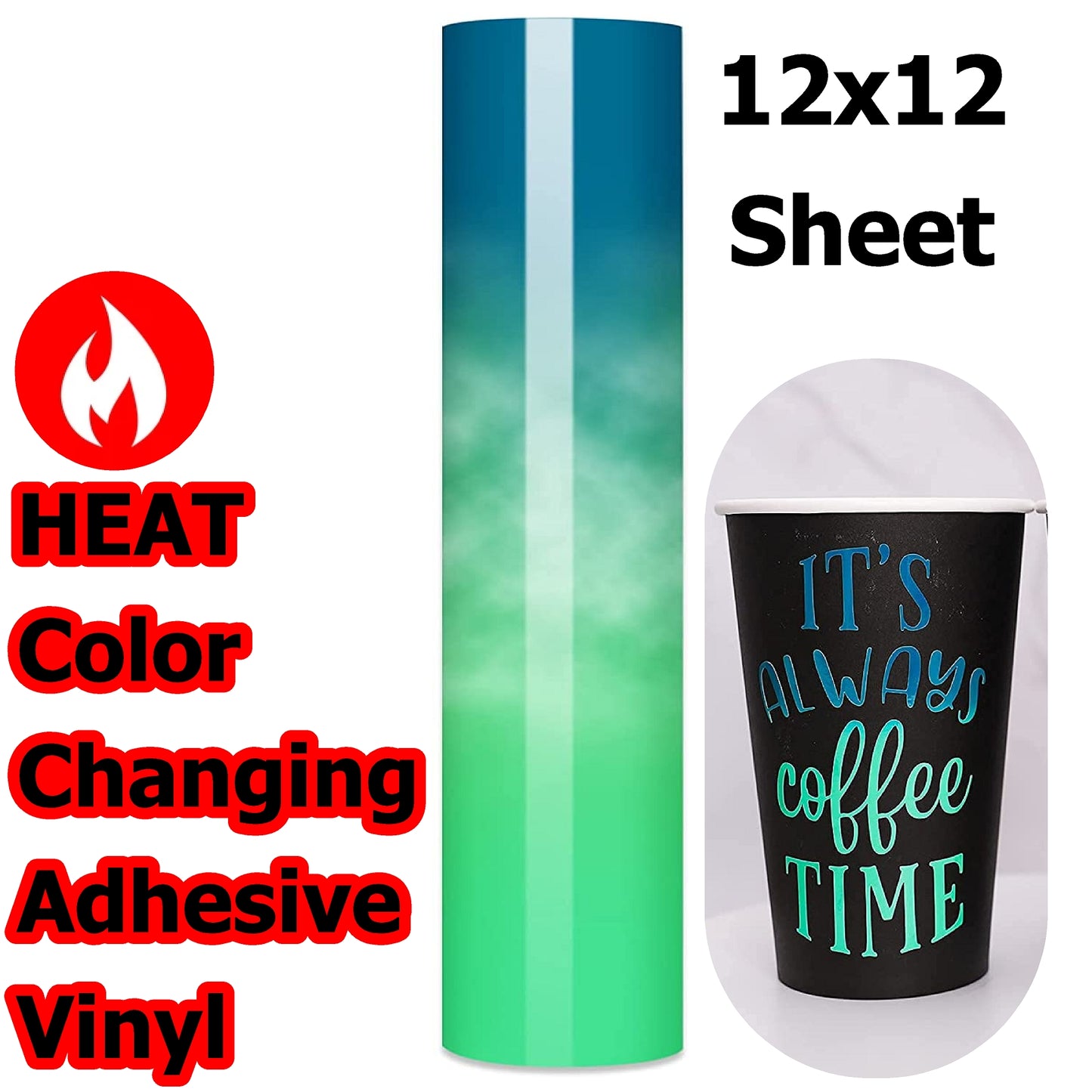 1 Sheet 12''X12''/30cmX30cm Cool Color-Changing Self-adhesive