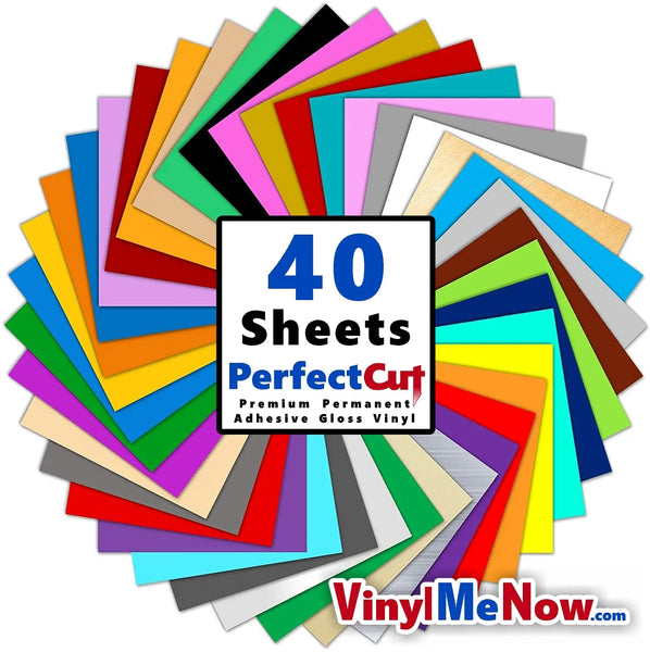 PerfectCut - Craft Vinyl - Permanent Adhesive Vinyl - 40 Sheet Bundle - Vinyl Me Now