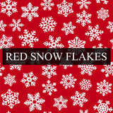 Christmas Patterns - Printed Patterned Adhesive Craft Vinyl Red Snow Flakes