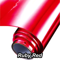 Chrome Permanent Self Adhesive Vinyl Ruby Red 3 Foot Roll